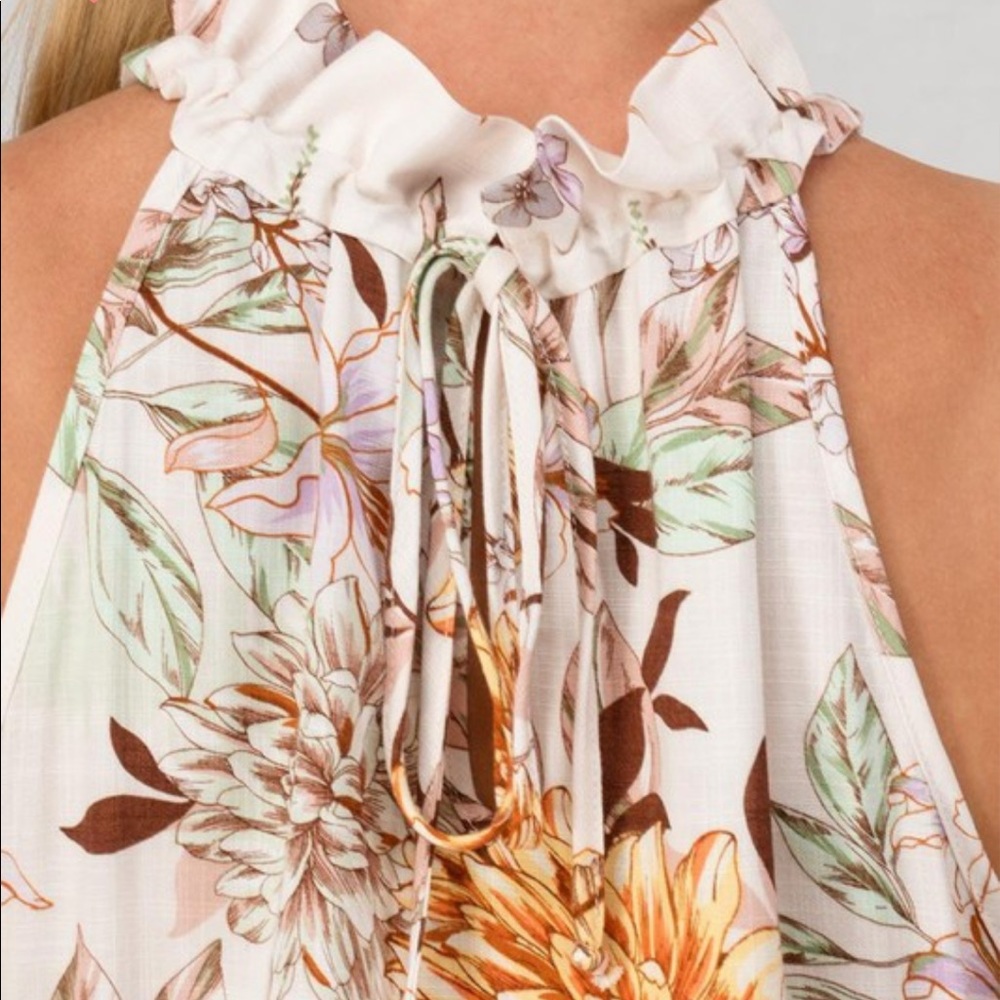 Floral Ruffle Neck Tank - Picture 6 of 6